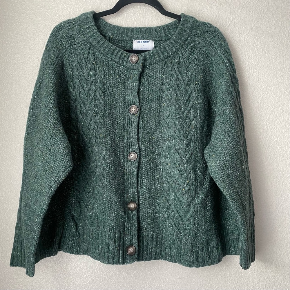Old Navy Forest Green Cable Knit Cardigan
